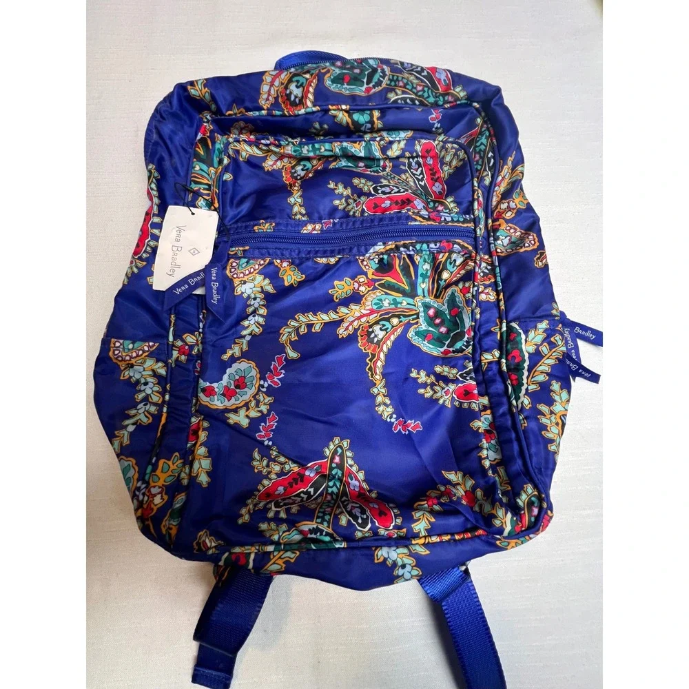 Vera Bradley Packable Backpack Paisley Swirls Blue Lightweight NWT 24541-K44